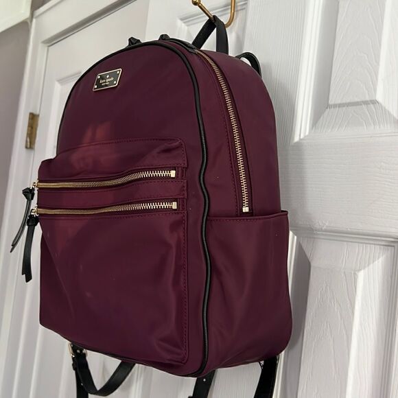 Kate Spade Large Nylon Laptop Backpack In Burgundy - Picture 11 of 14